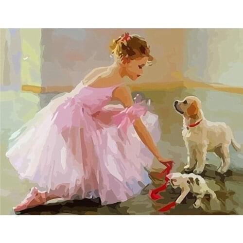 GATYZTORY DIY Frame Oil Painting By Numbers Ballet Girls Figure Picture By Number Handpainted Colorful Picture Art