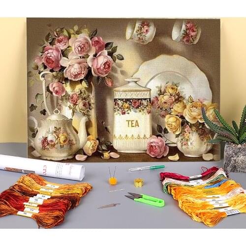 Fruit Printed Canvas 11CT Cross-Stitch Set Embroidery DMC Threads Craft Knitting Needlework Painting Magic Home Decor Decor