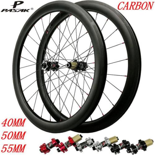 Road Bike Carbon Wheelset Pasak 700C Disc Brake 24H Tubeless And Clincher Thru Axle 15*100mm 12*142mm 40 50 55mm