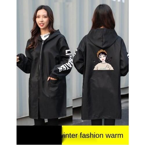 Smock long sleeve coat adult female fashion household kitchen waterproof oil proof apron work clothes warm Plush thickening