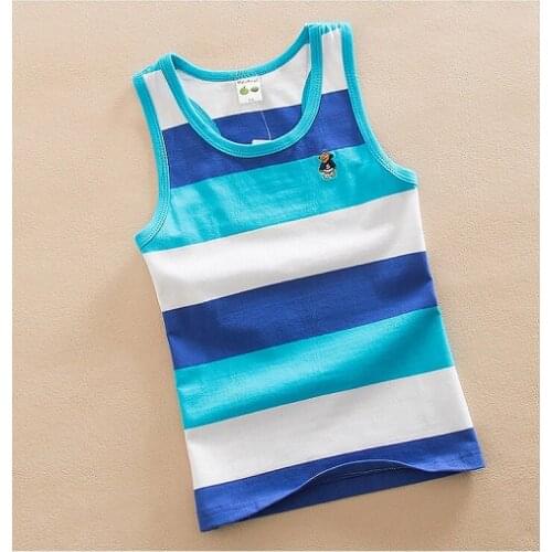 High quality childrens summer dress boys and girls clothes childrens sleeveless 100% cotton vest T-shirt 4-12 years old