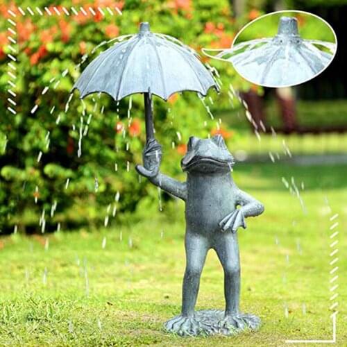 Frog Umbrella Statue Model Multi-use Handmade Resin Garden Excellent Workmanship Frog Sculptures Estatue Display for Yard