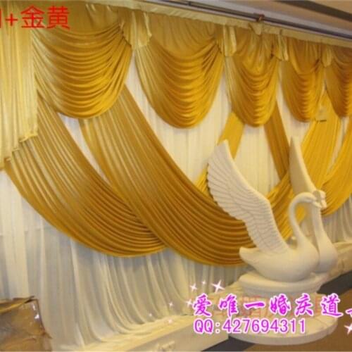 Fashion Customized Wedding Backdrop Gold Brief Style Wedding drape Curtain For Individuation wedding decoration 3*6M