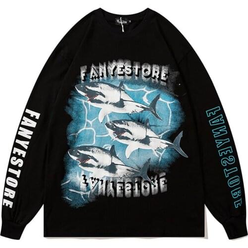 Men Streetwear Sweatshirt Graphic Crewneck Pullover Cotton Long Sleeve T-Shirt