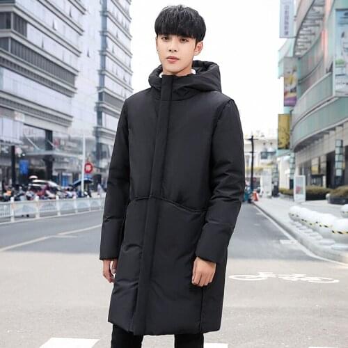 2020 Winter Mens Coat Down Duck Explosion New Mid-length Hood Zipper Pocket Windproof Thicken Warm Leisure Coat Good Price7805