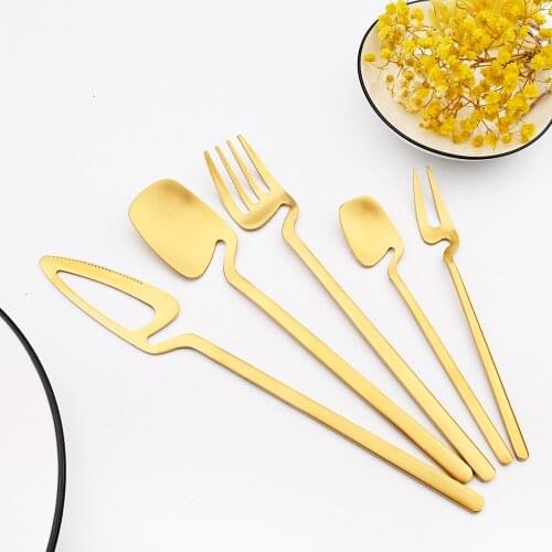 Gold 7 Accessories Dinnerware Stainless Steel Set Western Dinner Spoons Knife and Fork Silverware Set 304 Tableware Dropshipping