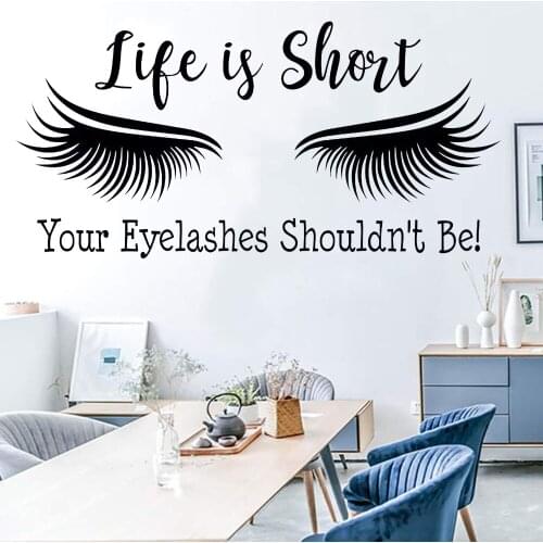 Eyelash Extension Wall Sticker New Design Beauty Salon Decor Make Up Vinyl Wall Decals Beautiful Woman Room Decoration Y608