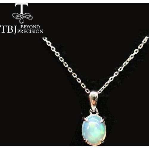 Natural Ethiopia Opal Pendant necklace ,Black opal,aquamarine red garnet necklace 925 sterling silver fine jewelry for women