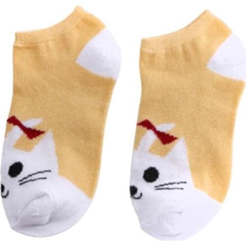 Ladies Short Socks Happy Funny Socks Print Cute Animal Smile Face Breathable Girl Ankle Socks F2X8