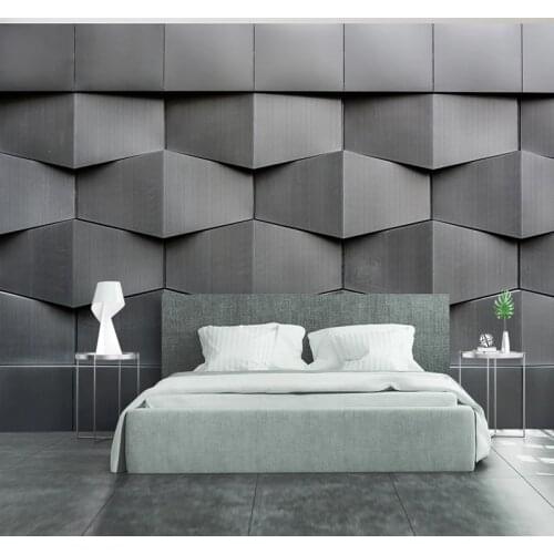 Custom Photo 3D Stereoscopic Gray Black Geometric Pattern Modern Interior Design Large Mural Wallpaper For Living Room Bedroom