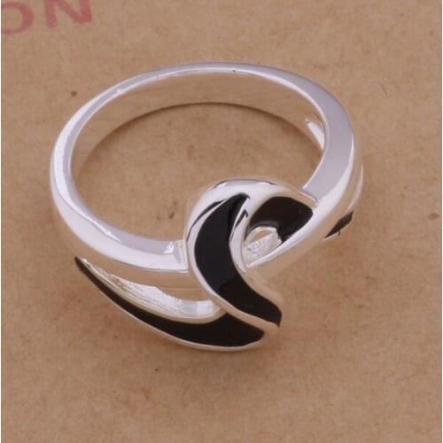 Wholesale Silver Plated Rings For Women,Free Shipping Charm Christmas Silver Fashion Jewelry Black Winding /aisaizza