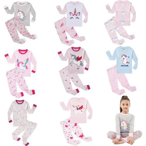 100 Cotton Toddler Infant Baby Girls Unicorn Pajamas Sets Children Clothing Sets for 2 3 4 5 6 7 8 Years Boys Pyajamas Sets