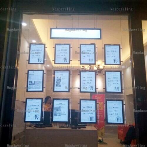 Vertial A3 LED Shop Window Display Light Panel,Real Estate Agent Window Hanging One Side LED Illuminated Light Pocket