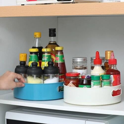 Spice Rack Turntable Multifunctional Rotating Storage Box Lightweight Organizer Tray 360 Degree Rotating Tray Kitchen Shelf