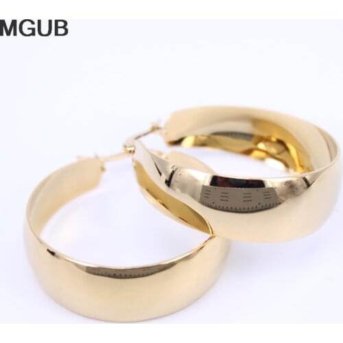 MGUB 316L stainless steel popular inside and outside the smooth earrings gold color silver color choose 35mm 50mm size LH323