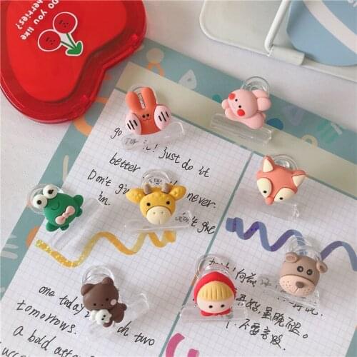 8 PCS/Set 31mm Transparent plastic Grip Clips Fox frog memo Clip Ticket Paper Stationery Clip For Tags Bags Office