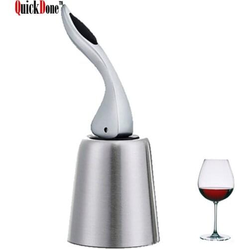 QuickDone Stainless Steel Vacuum Sealed Red Wine Storage Bottle Stopper Sealer Reusable Cap Plug Home Kitchen Bar Tool AKC5259