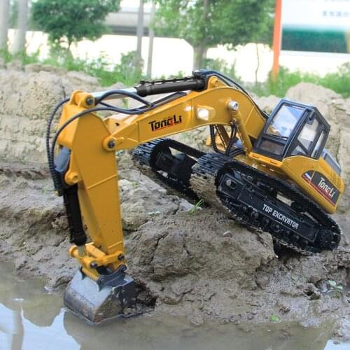 Huina 580 RC Car 23-Channel Remote Control Alloy Excavator RC Truck DieCast Metal Engineering Construction Vehicle Model Kid Toy