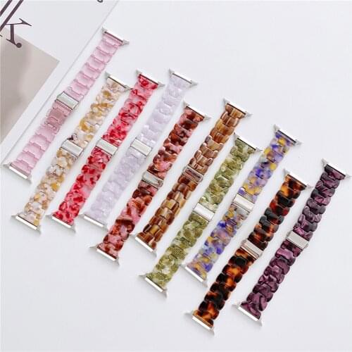 Resin Watch Strap for Apple Watch 6 5 4 Band 42mm 38mm Transparent Correa Belt for Iwatch 6 Series 5 4 3 2 Bracelet 44mm 40mm