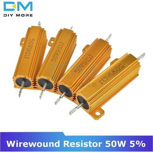 0.5R 1R 2R 4R 6R 8R 10R 20R 50W Aluminum Shell Housed Case Power Wirewound Resistor 1K 5% +5% -5% 0.5/1/2/4/6/8/10/20/50/100 Ohm