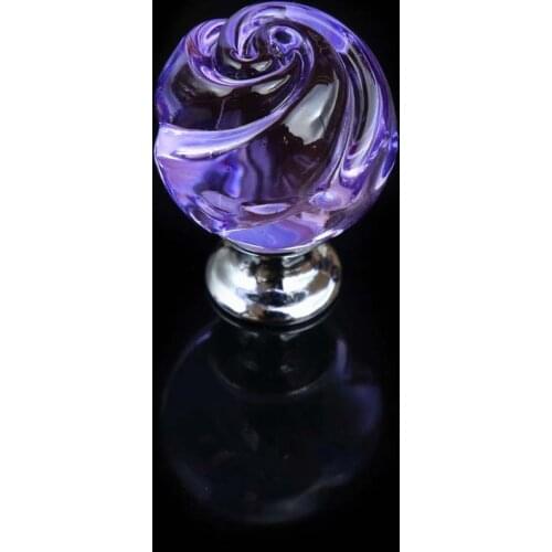 Pink purple glass rose crystal drawer shoe cabinet knobs pulls modern fashion creative silver gold crystal watch tv table knobs