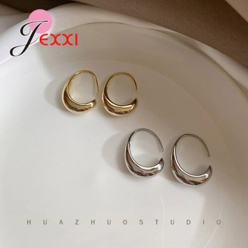 New Simple 925 Sterling Silver Hoop Earrings for Women Girl Trendy C Shape Earring Bride Jewelry Minimalist Gifts Brincos