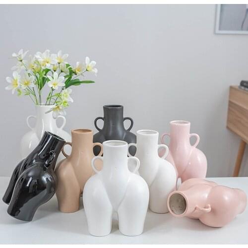Nordic Body Art Vase Human Vase Bust Statue Ceramic Vases Human Body Flower Holder Home Decoration Accessories