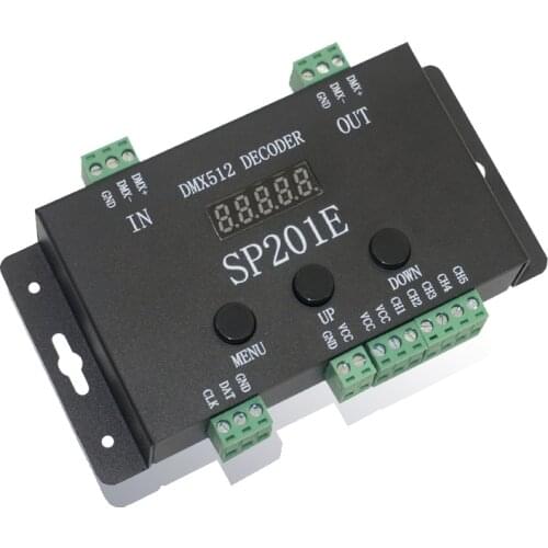 SP201E DMX512 DC5-24V Decoder Pixel RGB IC SPI Signal Addressable 5 Channel LED Controller for WS2812B WS2811 LED Strips
