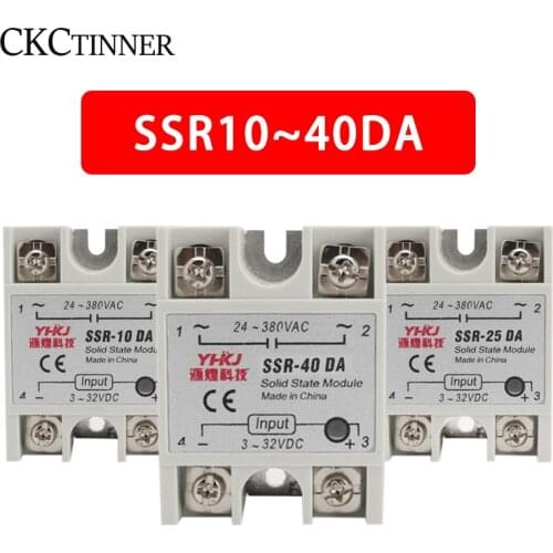 SSR-10DA/25DA/40DA/60DA 3-32DC To 24-380AC DC Control AC Single phase Solid State Relay