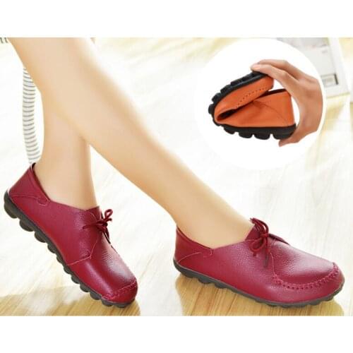 Fashion Autumn Spring Women Oxfords Shoes Casual Women Flats Shoes Genuine Leather Lace Up laceup Loafers Slip On Ballet Flats