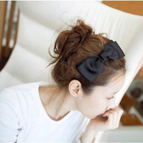 Tx242 Fashion Vintage simple Handmade cloth art Double layer Bowknot hair ornaments Womens Jewelry Accessories