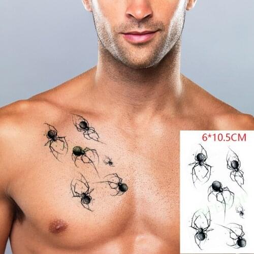Waterproof Temporary Tattoo Sticker Black Spider Animal Cool Body Art Flash Tattoo Fake Tattoo for Women Men