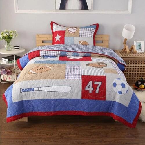 2pcs Bed cover High end children Bedspread Baseball Football Bedding set Sports Quilt Quilting Blanket Bed cover Pillow case