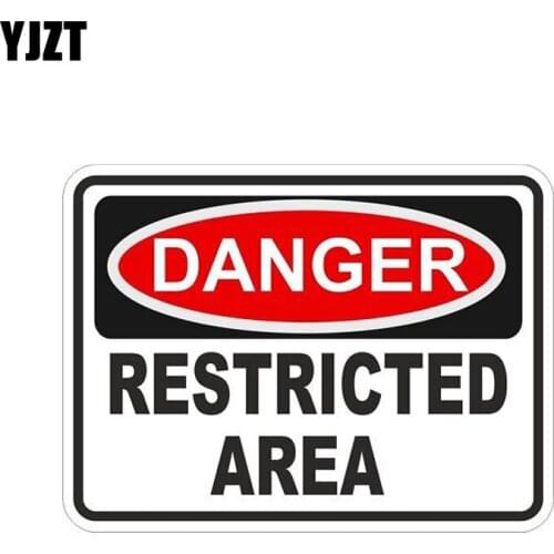 YJZT 11.8CM*8.7CM Personality DANGER RESTRICTED AREA Warning Car Sticker Decal 6-1551