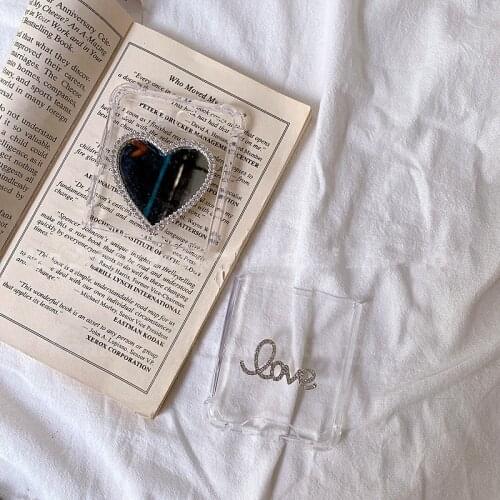 DIY Diamond Love Mirror Bling Glitter Girl Case For Samsung Galaxy Z Flip 3 Protective Shockproof Anti-Scratch Transparent Case