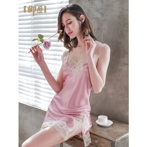 Women 100% Silk Nightdress For Women Long s Korean Lace Fashion Soft Natural Real Silk Sleepwear Women Summer WinterNightgown