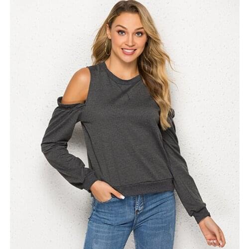Women Running t-shirts New Fashion Spring Dark Grey Black Strapless Sleeves Ruffled t-shirts Ladies Casual Slim Top Femme