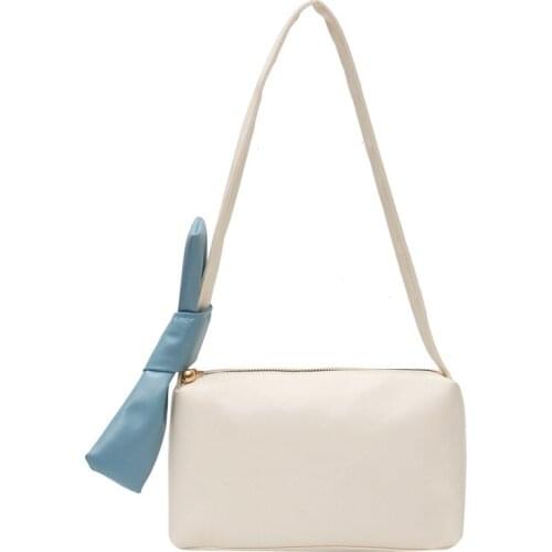 Fashion Bow Pu Leather Women Shoulder Bag 2021 New Spring Summer Solid Color Under-arm Bag for Women Versatile Female Handbag