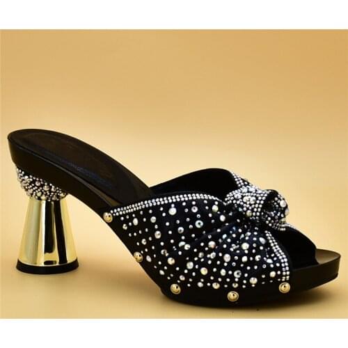 New Arrival Summer High Heeled Shoes for Women Ladies Sandals with Heels Nigerian Women Wedding Shoes Decorated with Rhinestone