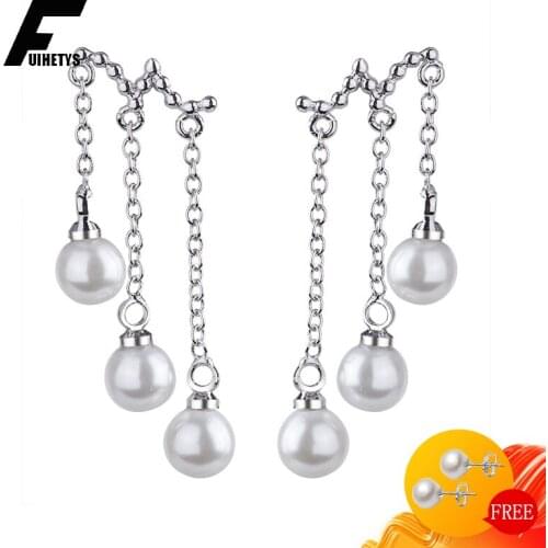BaliJelry Fashion Pearl Earrings for Women 925 Silver Jewelry Accessories Long Style Drop Earring Wedding Engagement Wholesale