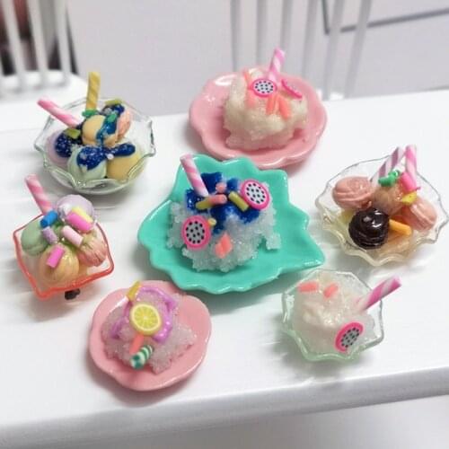 1pcs 1/12 Dollhouse Miniature Food Smoothie Macaron Dessert For blyth Barbies ob11 Doll House Kitchen Furniture Accessories Toy
