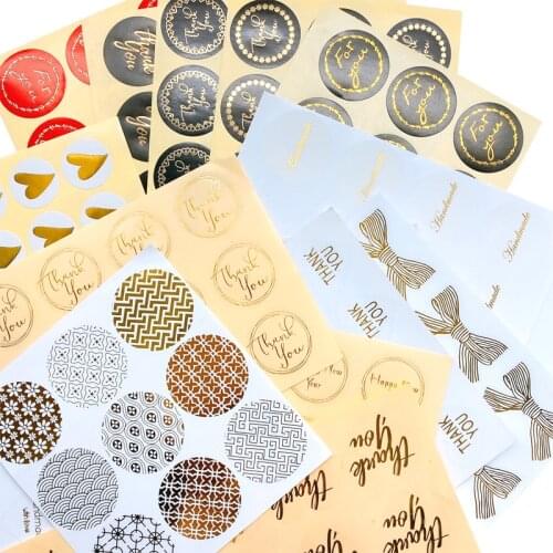 1pack Bronzing Greetings series sealing sticker Black thank you sticker Baking deceration label 14 selections