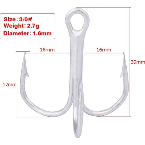 10pcs/box Treble Fishing Hooks 1/0# 2/0# 3/0# High Carbon Steel Sharp Triple Hook For Carp Trout Fishing Accessories 2020