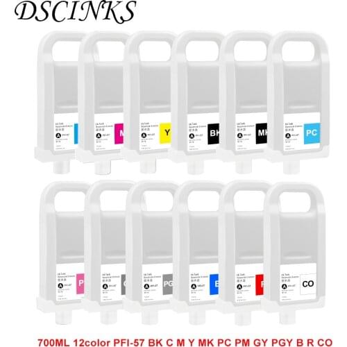 12Color set Refillable cartridge PFI 57 for Canon Pro 520 540 540s 560s printer with PFI 57 Imported chip