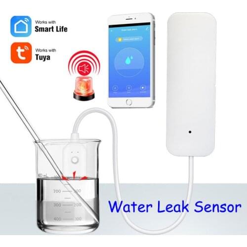 4 pcs tuya smart wifi water leak sensor water-level detector leakage alarm app remote real time feedback compatible alexa google