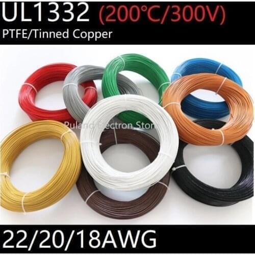 5M UL1332 PTFE Wire 20awg FEP Plastic Insulated High Temperature Electron Cable Lamp DIY Tinned Copper Line 300V Colorful
