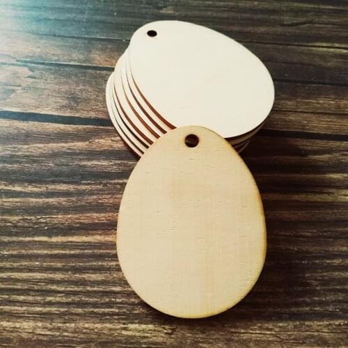 50pcs Easter Egg Shape 5-10cm Multiple Sizes Laser Cut Unfinished Wood Cutout Hanging Tag Decoration Paint Easter Gift