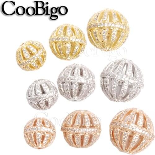 5pcs Spacer Beads Bracelet Neckle Jewelry Making DIY Accessories Metal Ball Micro Inlaid String Size 9~13mm