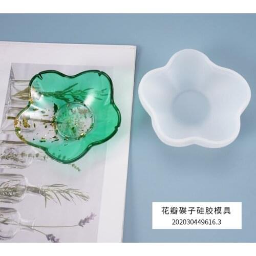 Diy Crystal Drop Glue Mold Plate Petal Small Dish Swing Table To Store Mirror Silicone Mold Molds