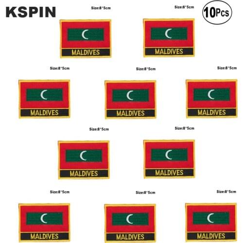 Maldives Flag Embroidery Patches Iron on Saw on Transfer patches Sewing Applications for Clothes in Home&Garden